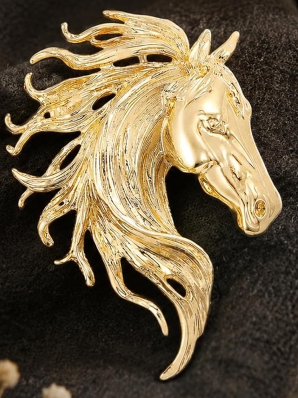 Anthropologie Gold Horse Head Brooch - Picture 3 of 6